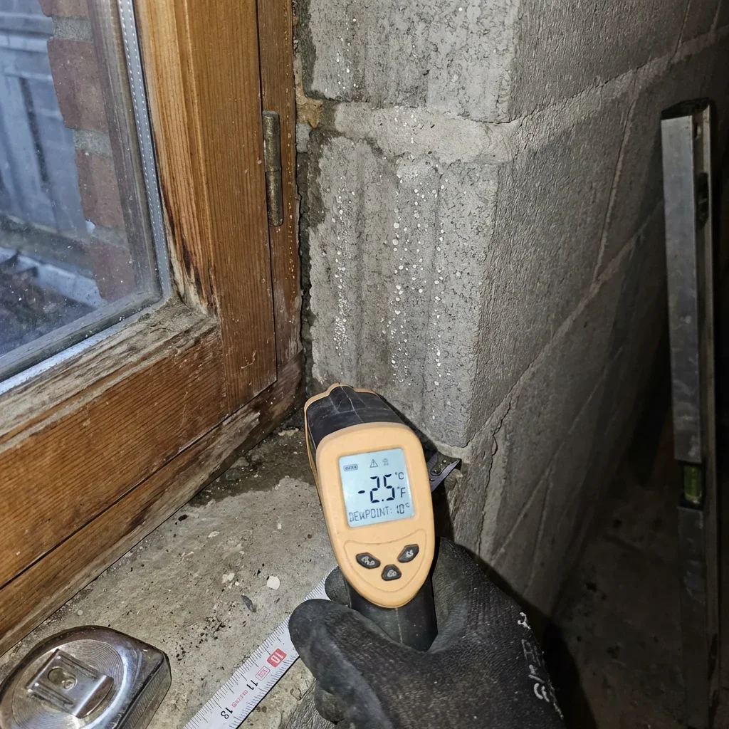 Temperaturmessung an Fensternischenecke